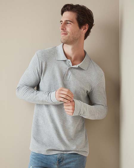 Long sleeve polo shirt for men